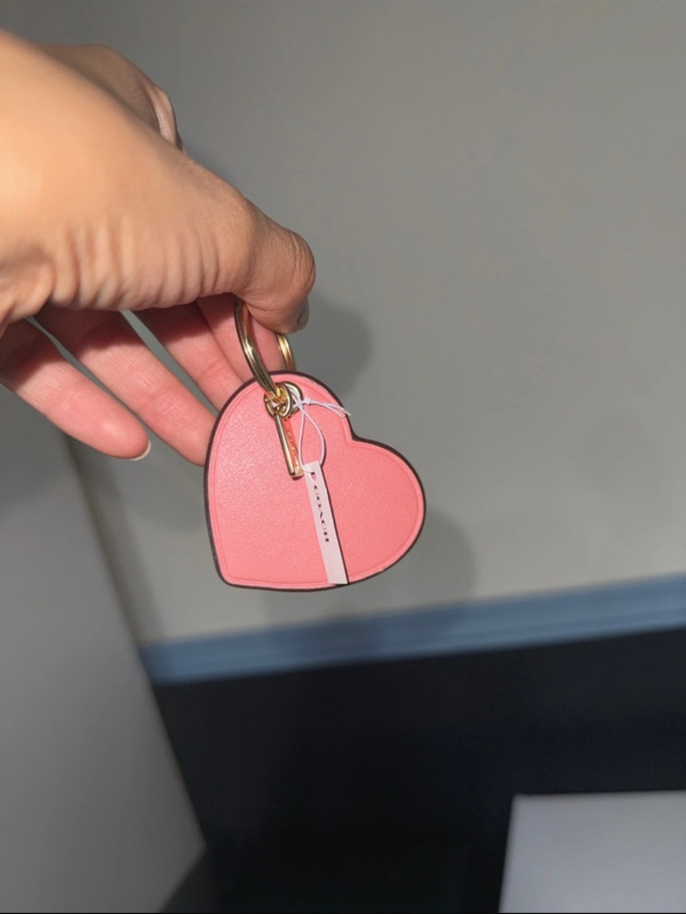 NEW Coach Pink Heart Bag Charm Keychain Accessory